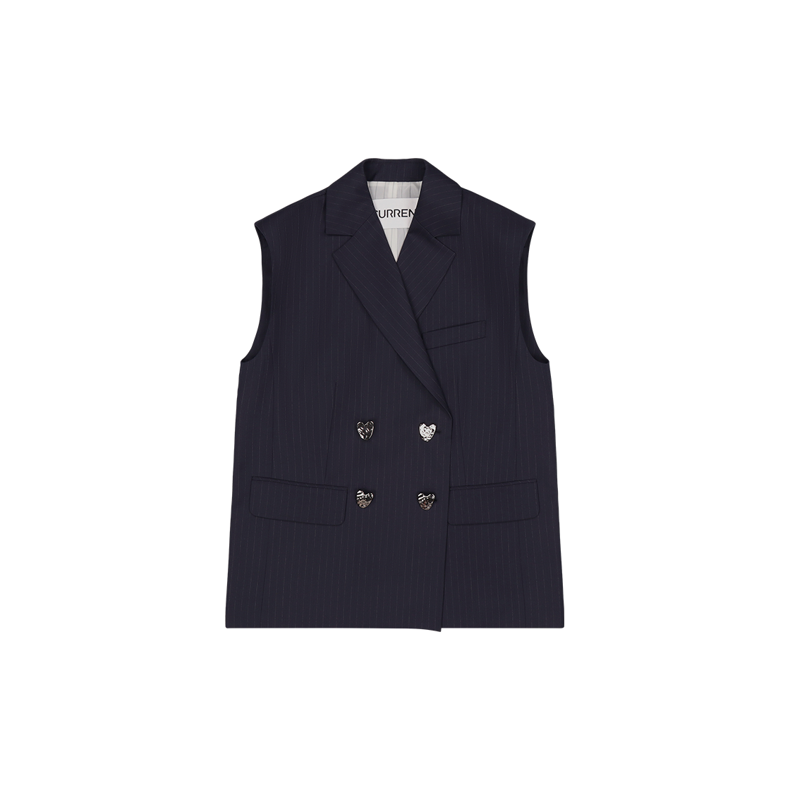 커렌트 핀 스트라이프 더블 자켓 베스트 다크 네이비(Current Pin Stripe Double Jacket Vest Dark Navy)