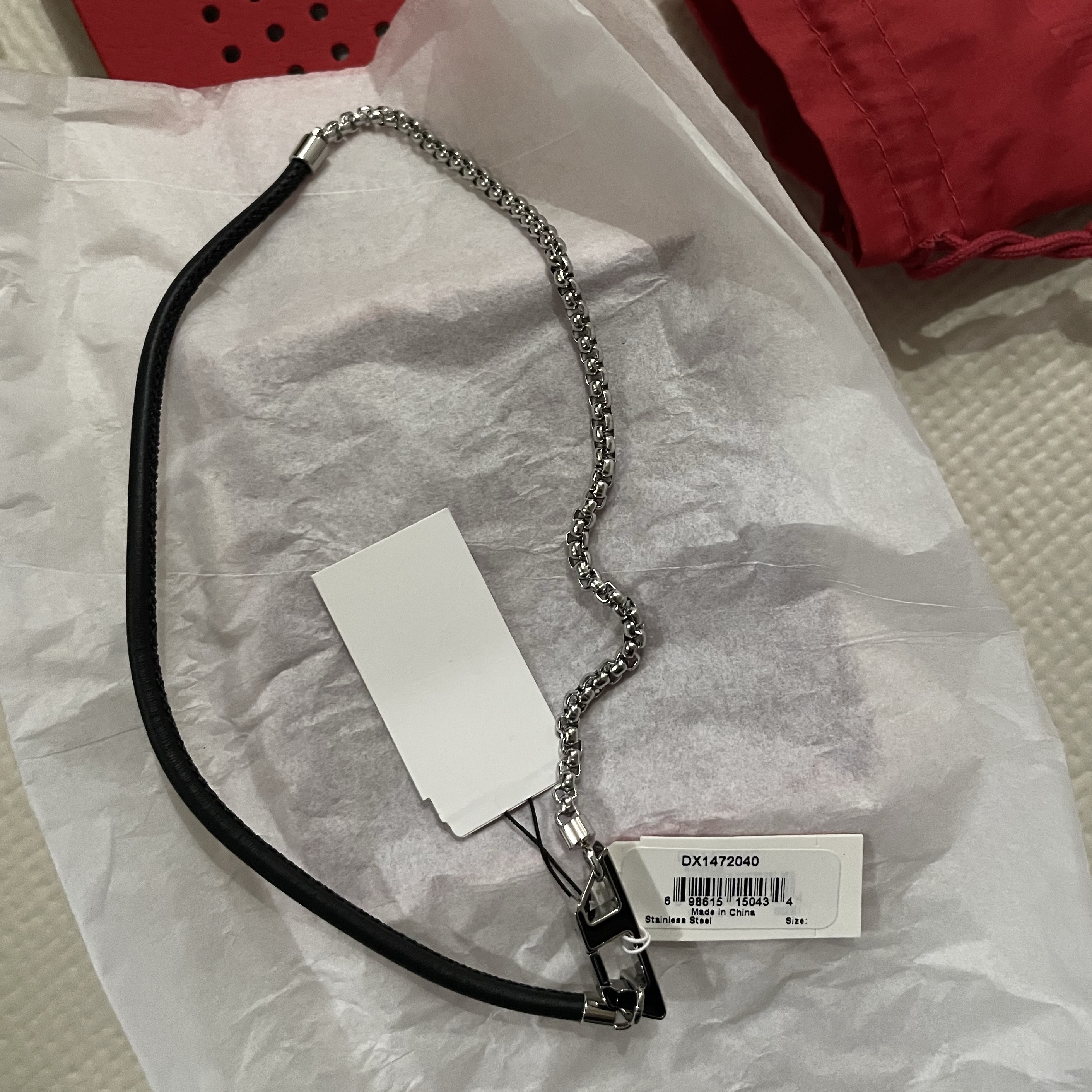 Diesel Dx1472 Stainless Steel Chain Bracelet Silver Black 착용 스타일
