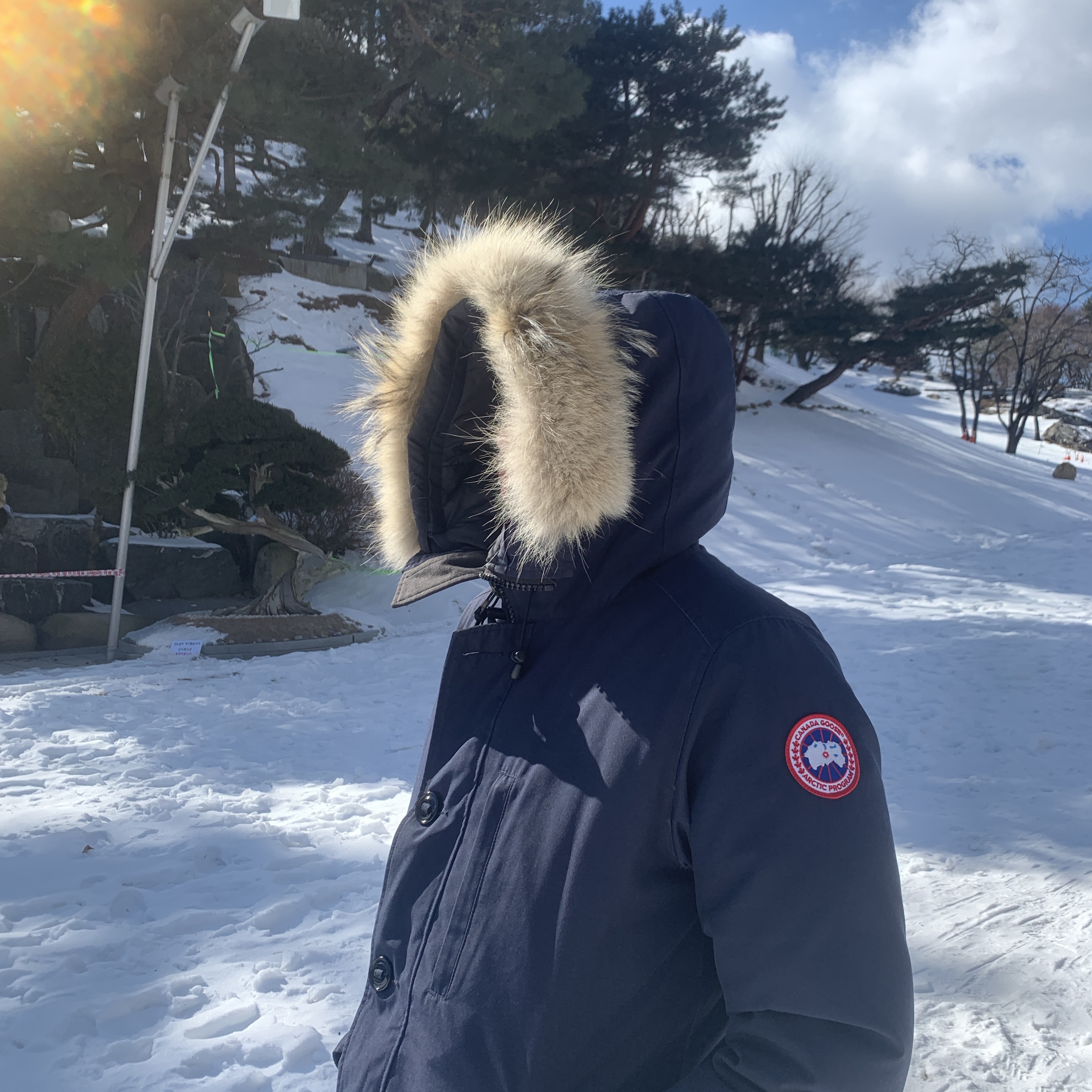 캐나다 구스 랭포드 파카 아틀란틱 네이비 착용 스타일