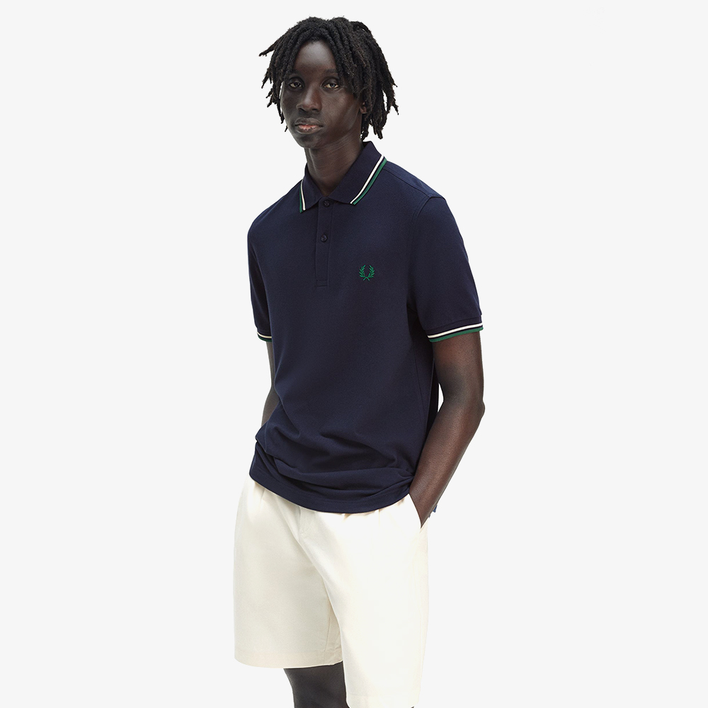 프레드페리 트윈 팁 프레드페리 셔츠 다크카본/라이트에크루/라벨그린(Fred Perry Twin Tipped Fred Perry Shirt Dark Carbon/Light Ecru/Label Green) - 4