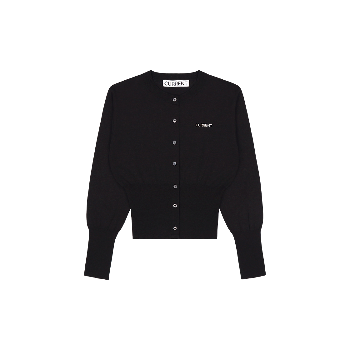 커렌트 에센셜 로고 니트 가디건 블랙(Current Essential Logo Knit Cardigan Black)
