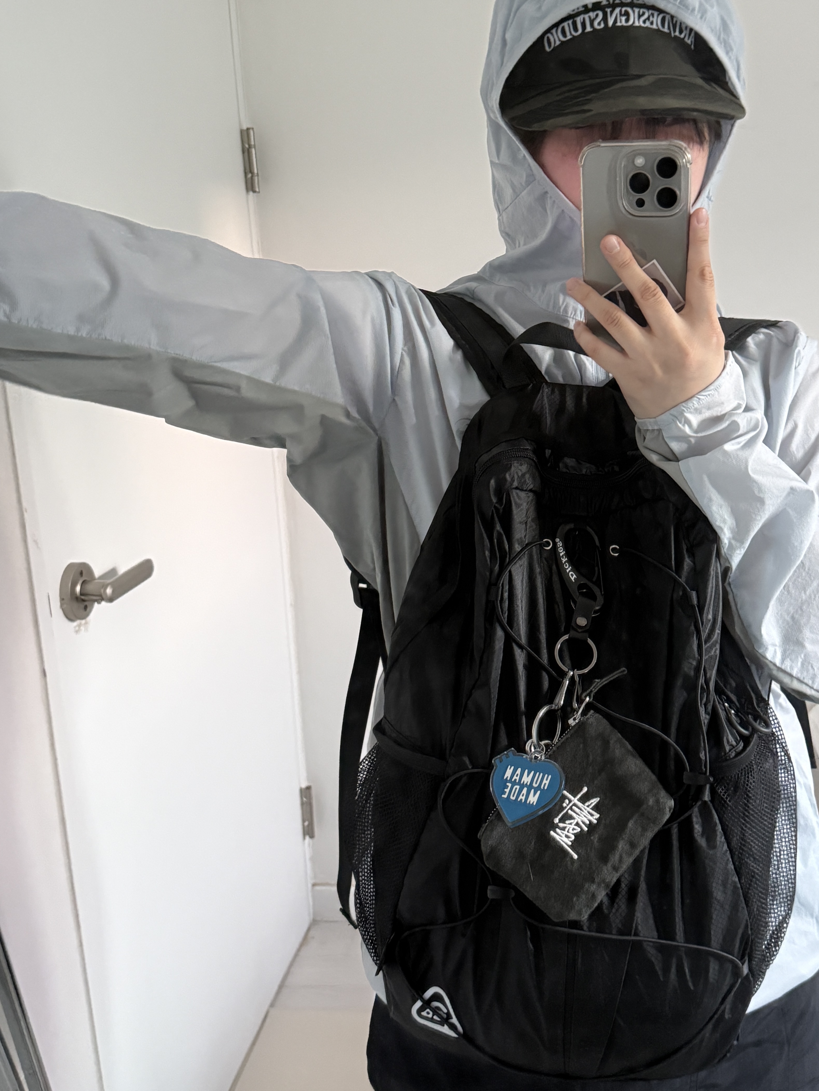 Sansan Gear Air Dash Jacket Sky Blue - 23SS, Stussy Canvas Coin Pouch Washed Black 착용 스타일
