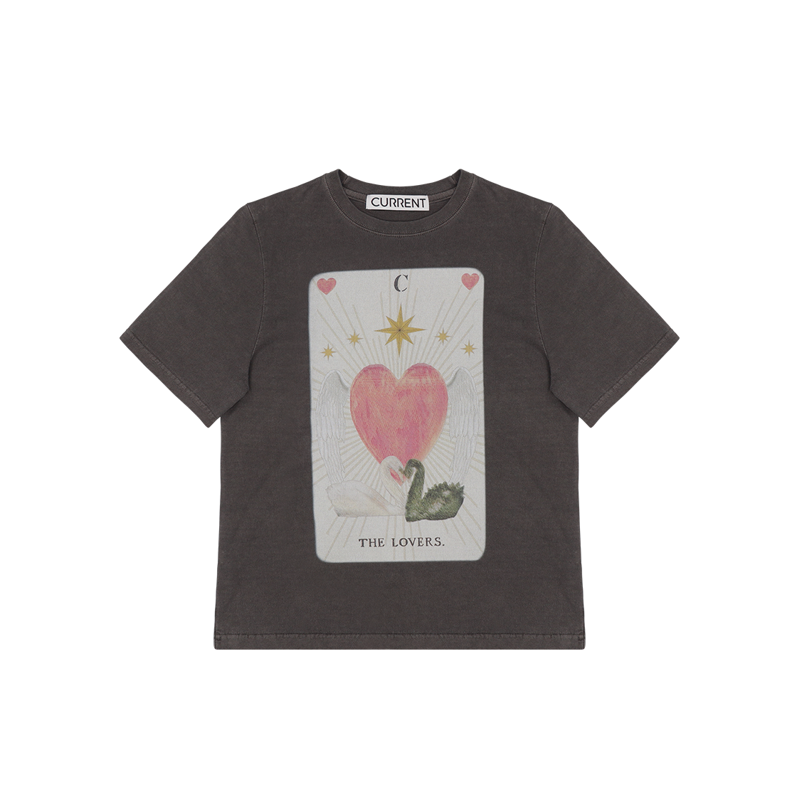 커렌트 더 러버스 타로 피그먼드 티셔츠 차콜(Current The Lovers Tarot Pigment T-Shirt Charcoal)