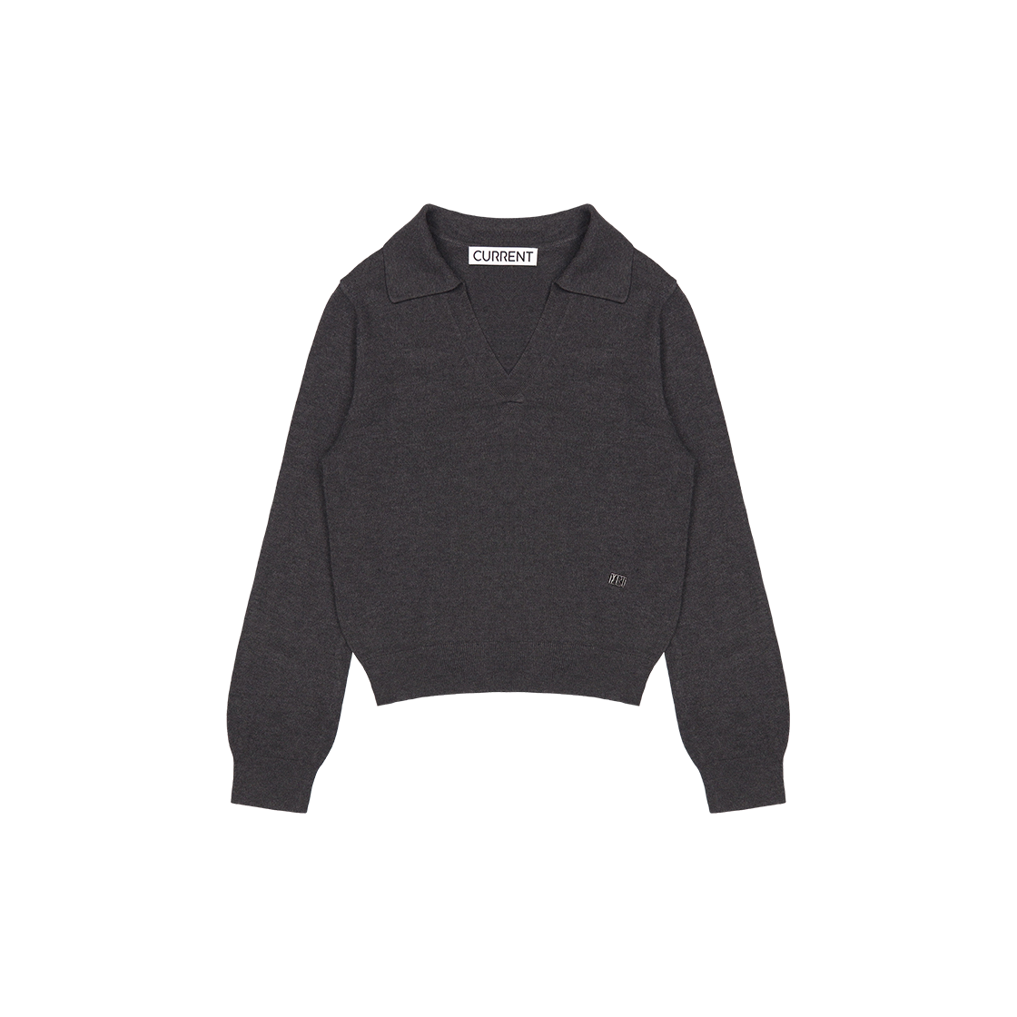 커렌트 벨라 V넥 풀오버 니트 차콜(Current Bella V-Neck Pullover Knit Charcoal)