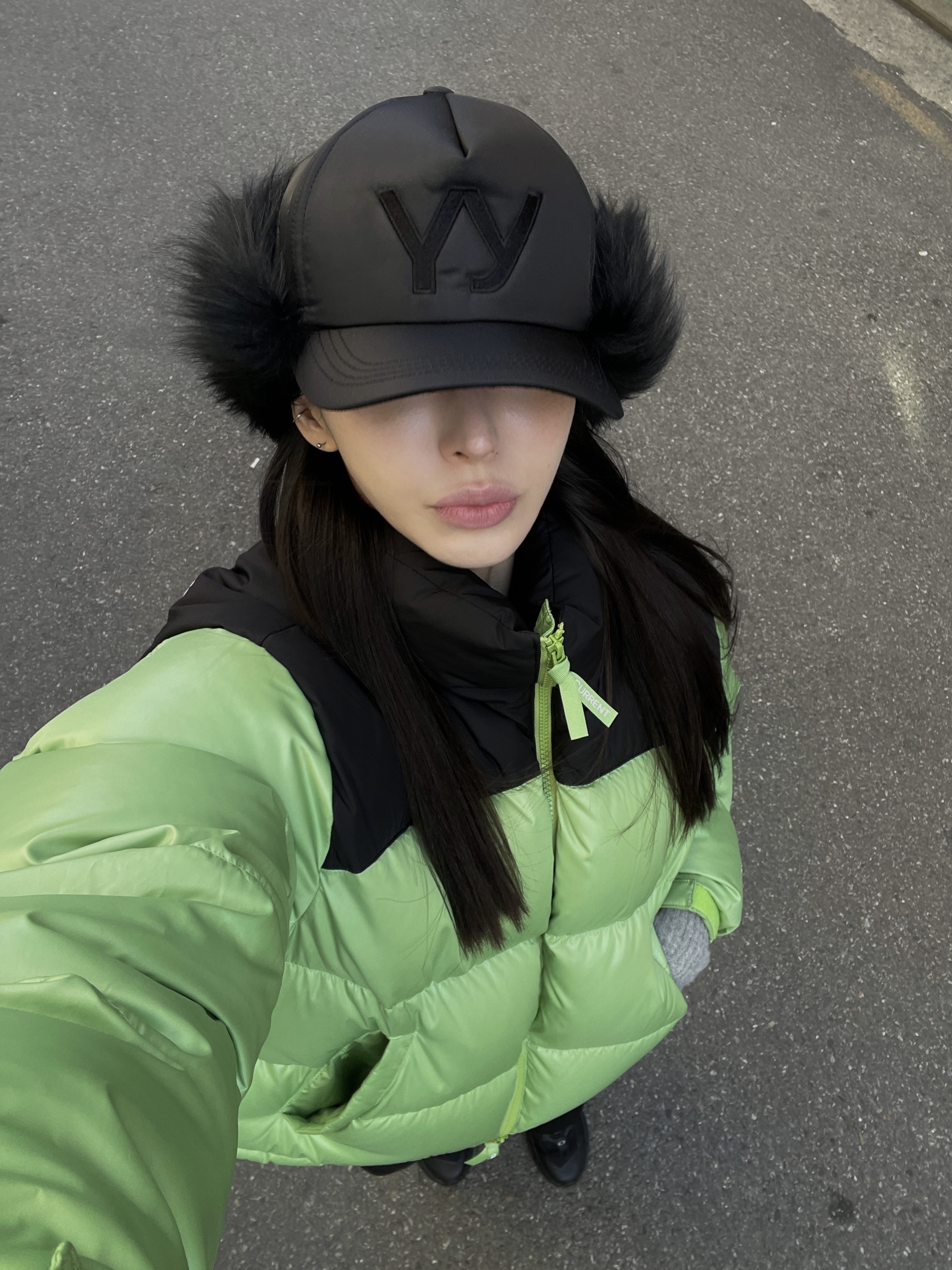 Open Yy Faux Fur Earflap Cap Black, Oakley Light Breathe Triple Black 착용 스타일 - 1