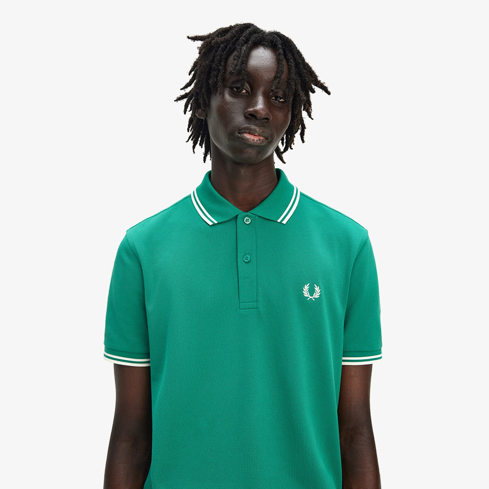 프레드페리 트윈 팁 프레드페리 셔츠  라벨 그린/에크루(Fred Perry Twin Tipped Fred Perry Shirt Label Green/Ecru) - 5