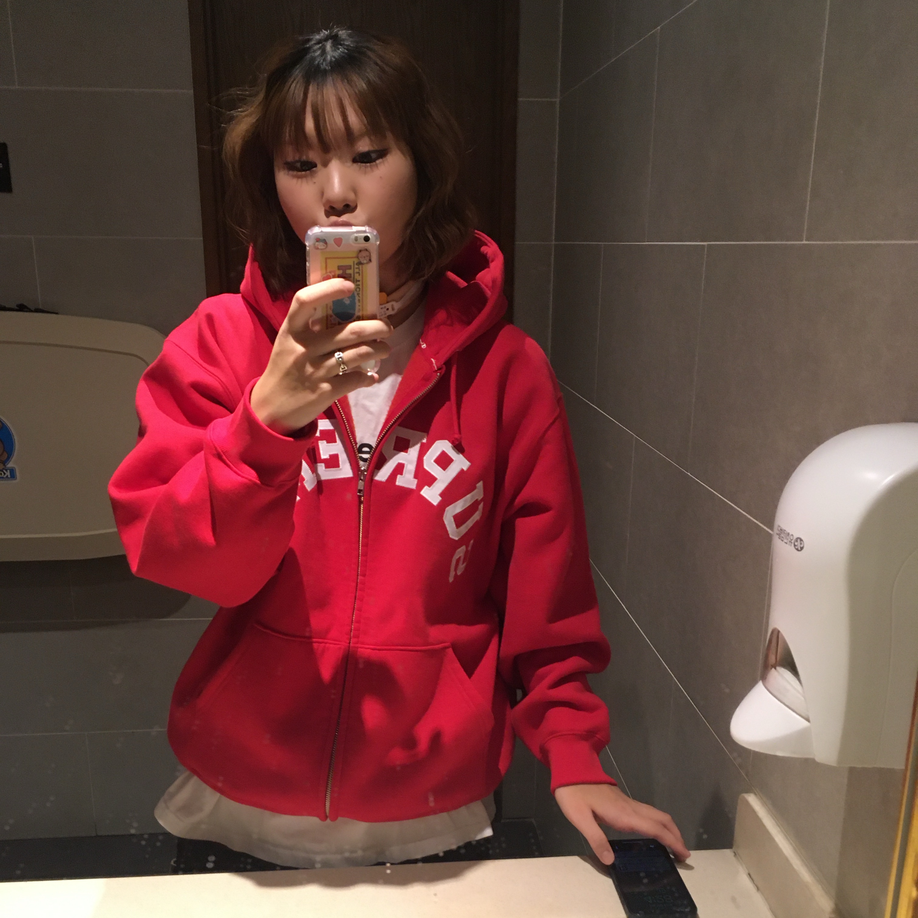 Supreme x Champion Zip Up Hooded Sweatshirt Red - 24SS 착용 스타일