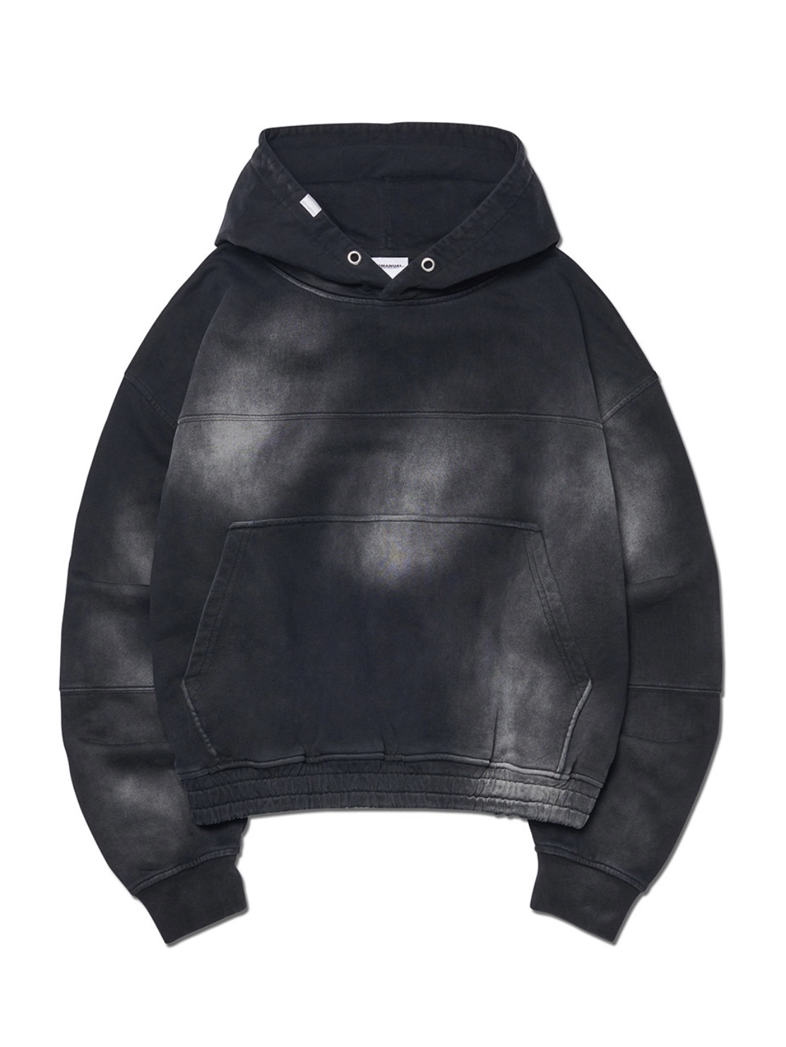 NOMANUAL Stain Washed Hoodie Washed Black, NOMANUAL O.D Check Shirt Black 착용 스타일 - 1