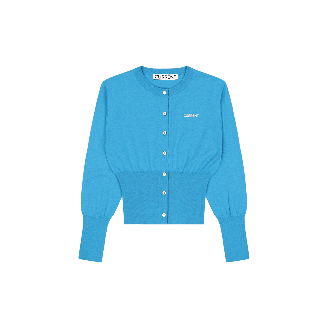 커렌트 에센셜 로고 니트 가디건 블루(Current Essential Logo Knit Cardigan Blue)