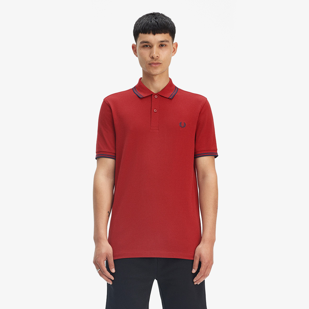 프레드페리 트윈 팁 프레드페리 셔츠  번트 레드/네이비(Fred Perry Twin Tipped Fred Perry Shirt Burnt Red/Navy) - 2