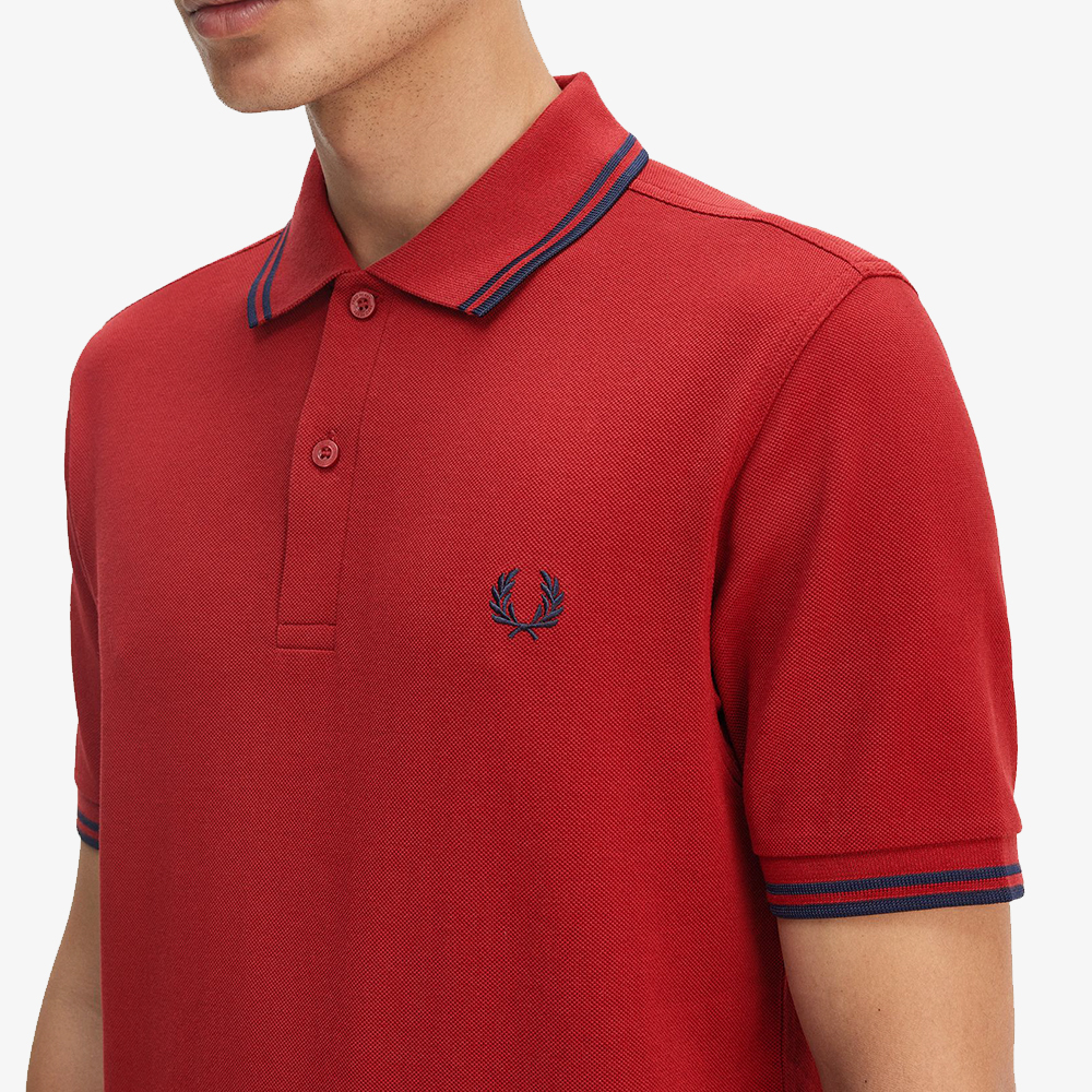 프레드페리 트윈 팁 프레드페리 셔츠  번트 레드/네이비(Fred Perry Twin Tipped Fred Perry Shirt Burnt Red/Navy) - 5