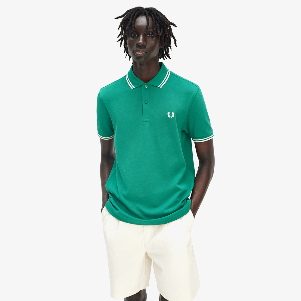 프레드페리 트윈 팁 프레드페리 셔츠  라벨 그린/에크루(Fred Perry Twin Tipped Fred Perry Shirt Label Green/Ecru) - 4