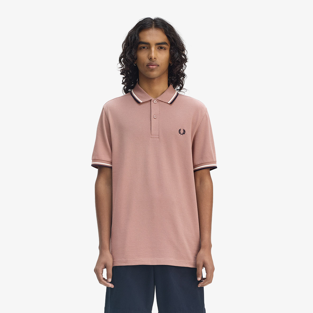 프레드페리 트윈 팁 프레드페리 셔츠 다크 핑크/에크루/네이비(Fred Perry Twin Tipped Fred Perry Shirt Dark Pink/Ecru/Navy) - 2