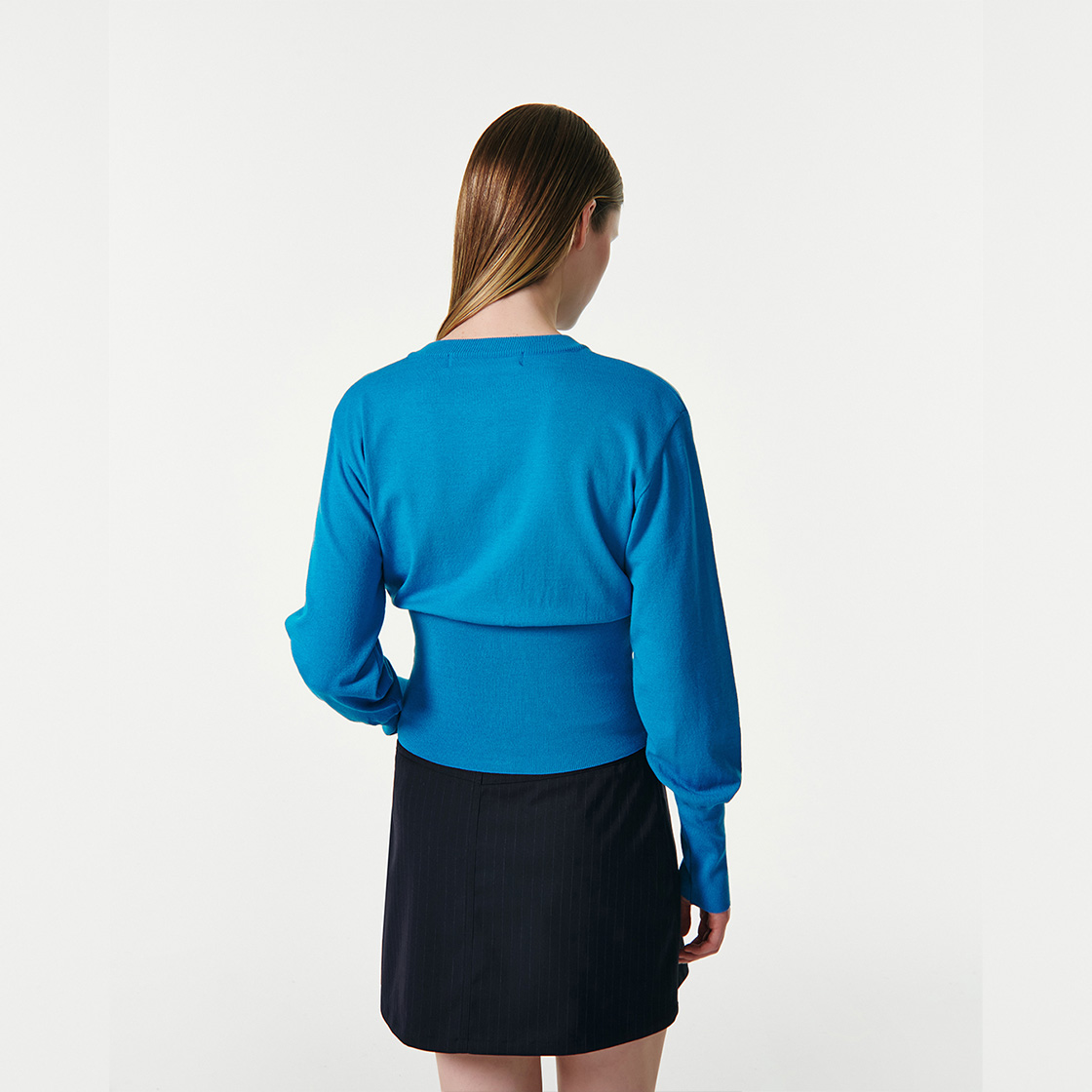 커렌트 에센셜 로고 니트 가디건 블루(Current Essential Logo Knit Cardigan Blue) - 4