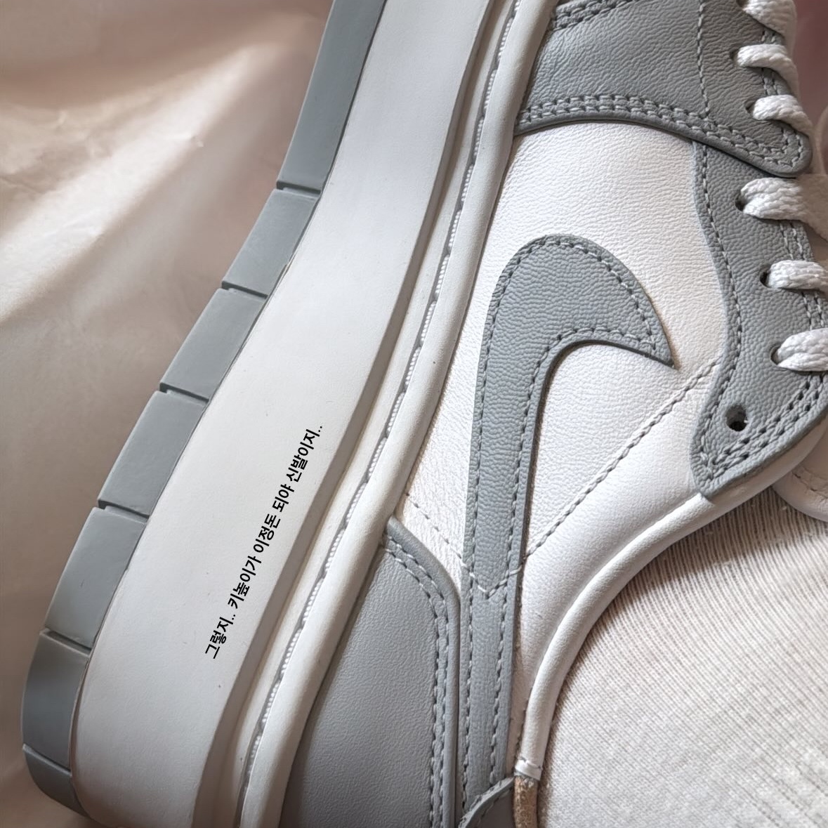 (W) Jordan 1 Elevate Low White and Wolf Grey 착용 스타일