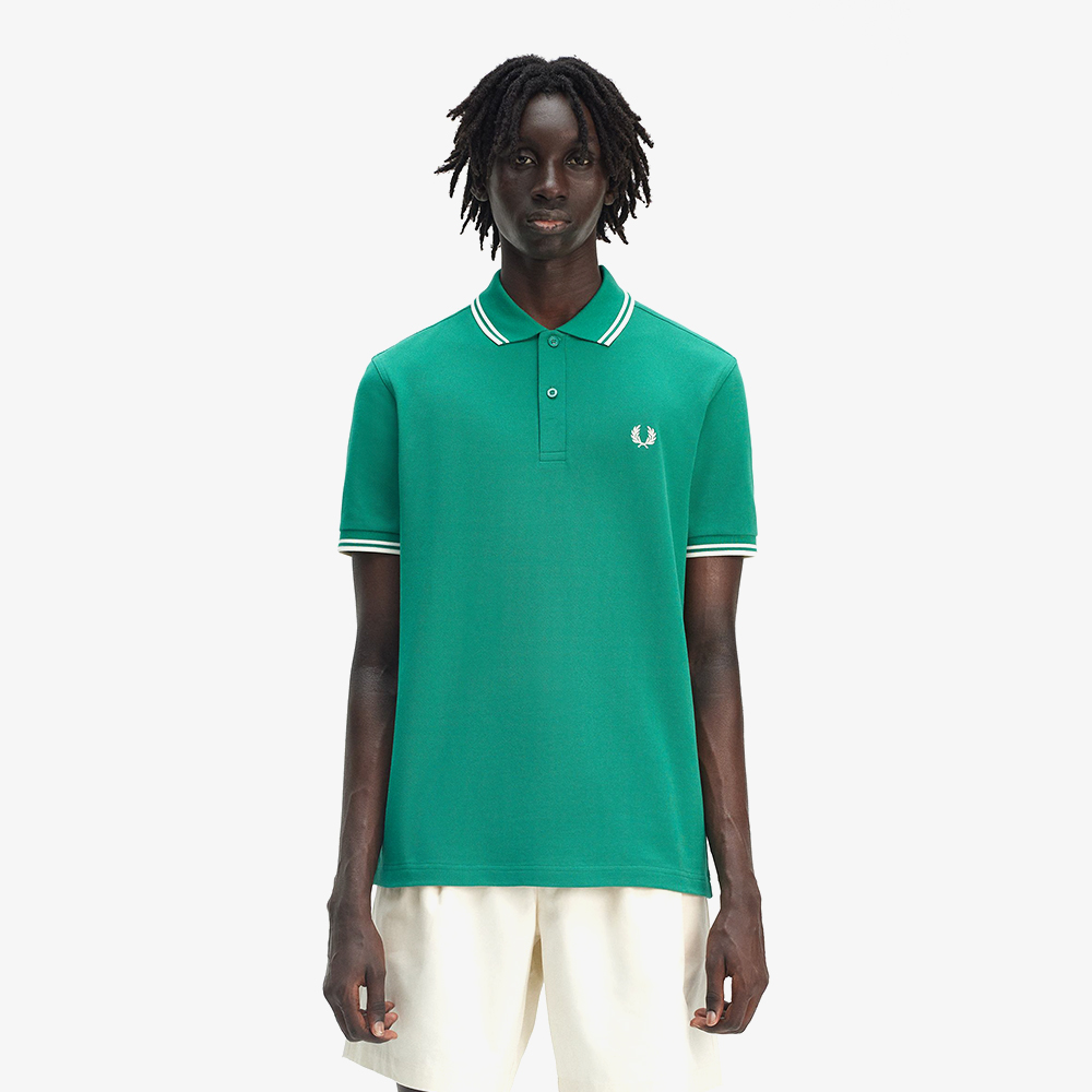 프레드페리 트윈 팁 프레드페리 셔츠  라벨 그린/에크루(Fred Perry Twin Tipped Fred Perry Shirt Label Green/Ecru) - 2