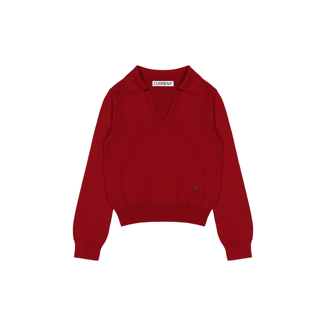 커렌트 벨라 V넥 풀오버 니트 버건디(Current Bella V-Neck Pullover Knit Burgundy)