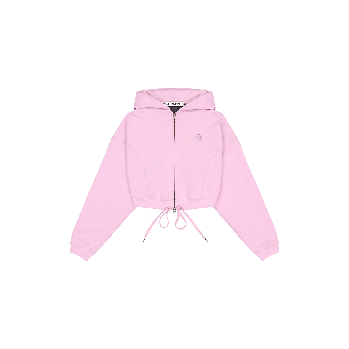 커렌트 CR 로고 크롭 후드 집업 핑크(Current CR Logo Crop Hood Zip Up Pink)