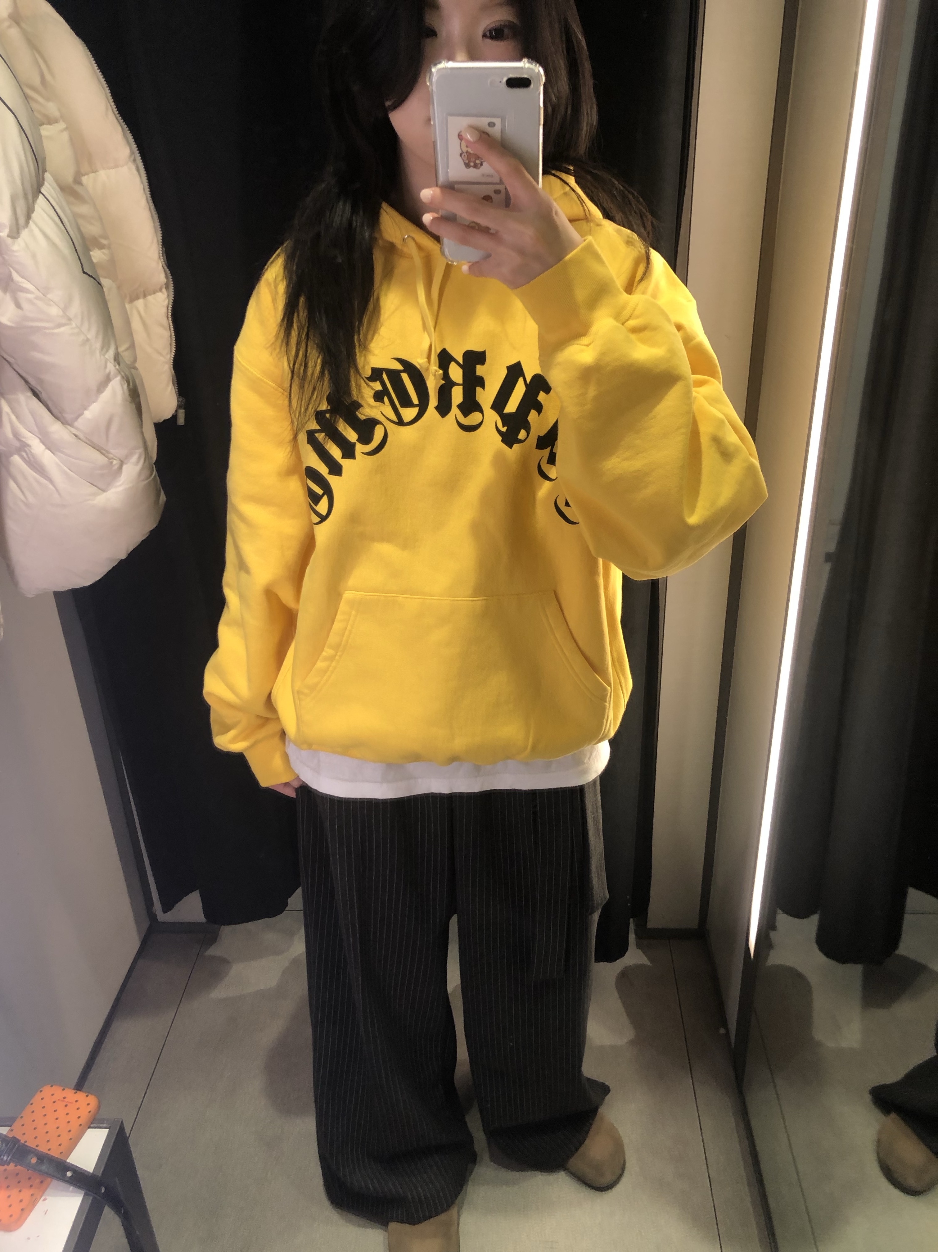 Supreme Printed Arc Hooded Sweatshirt Yellow - 24FW 착용 스타일 - 1
