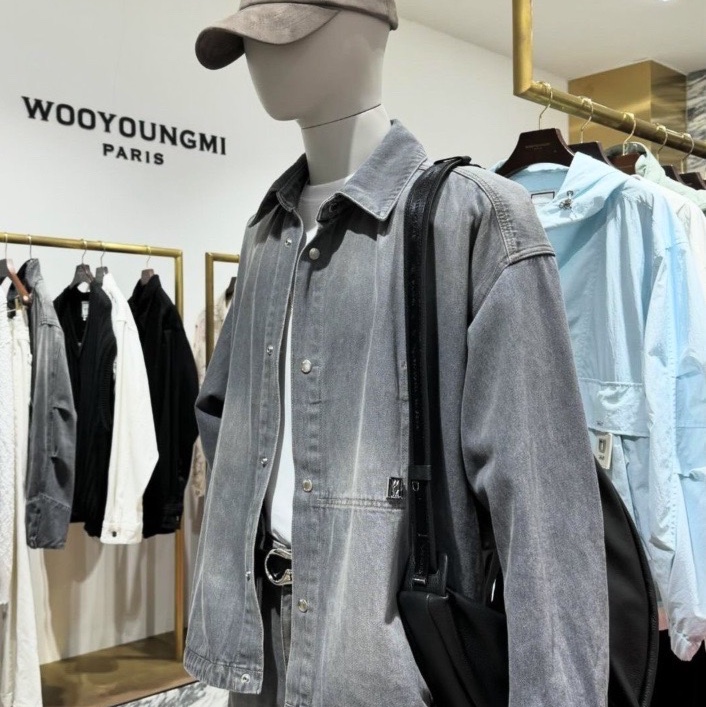Wooyoungmi Pocket Detail Denim Shirt Grey - 24FW 착용 스타일