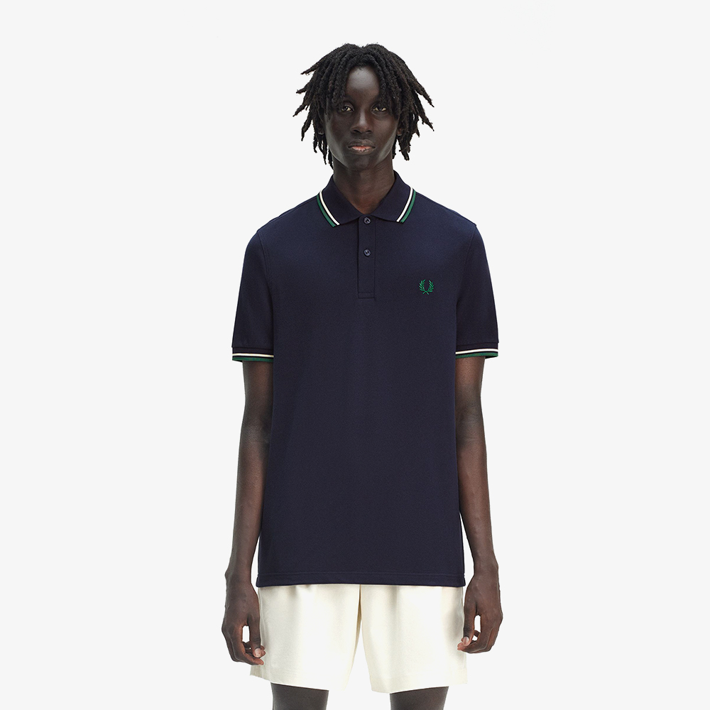 프레드페리 트윈 팁 프레드페리 셔츠 다크카본/라이트에크루/라벨그린(Fred Perry Twin Tipped Fred Perry Shirt Dark Carbon/Light Ecru/Label Green) - 2
