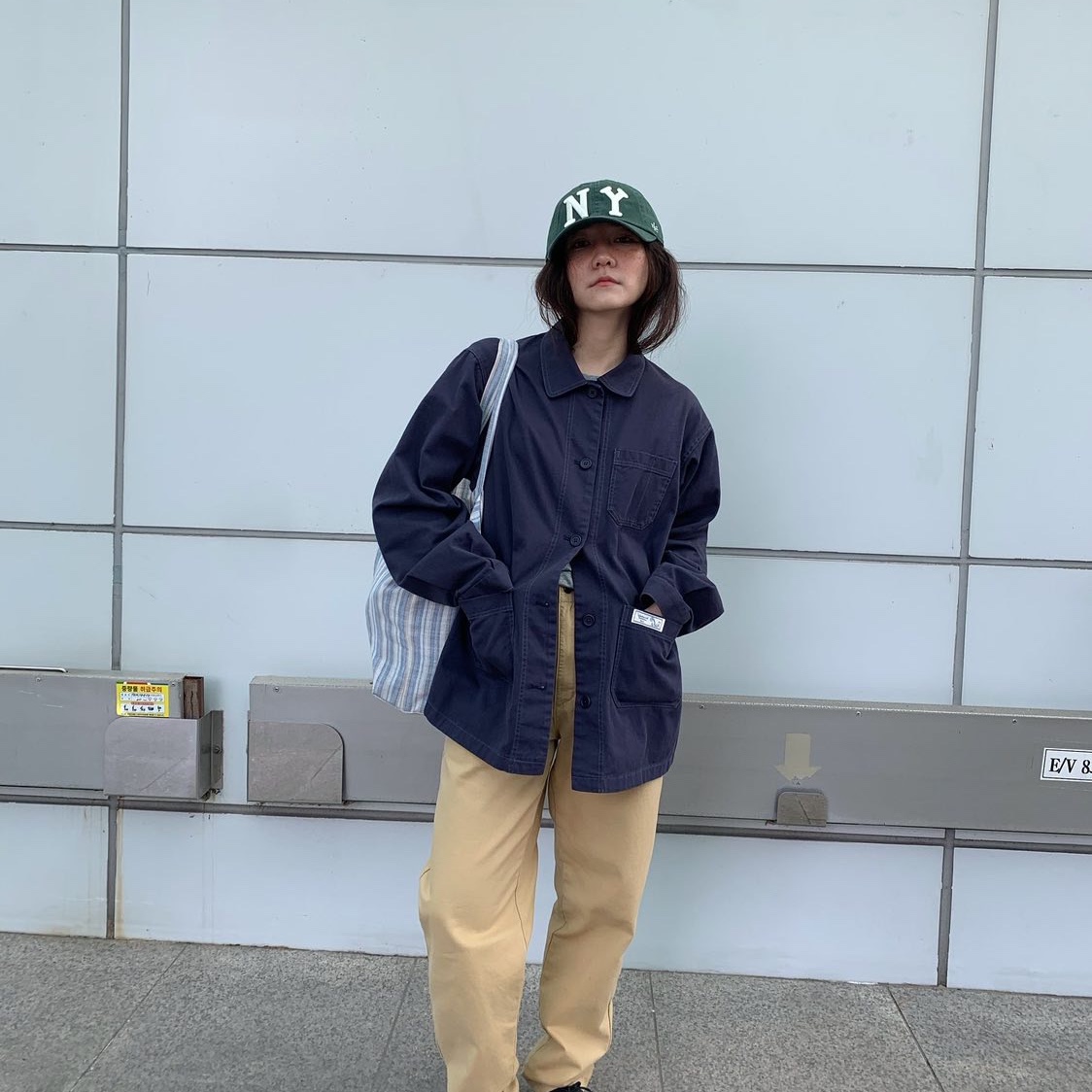아메리칸니들 아카이브 NY 블랙 양키스 NL 다크그린 착용 스타일