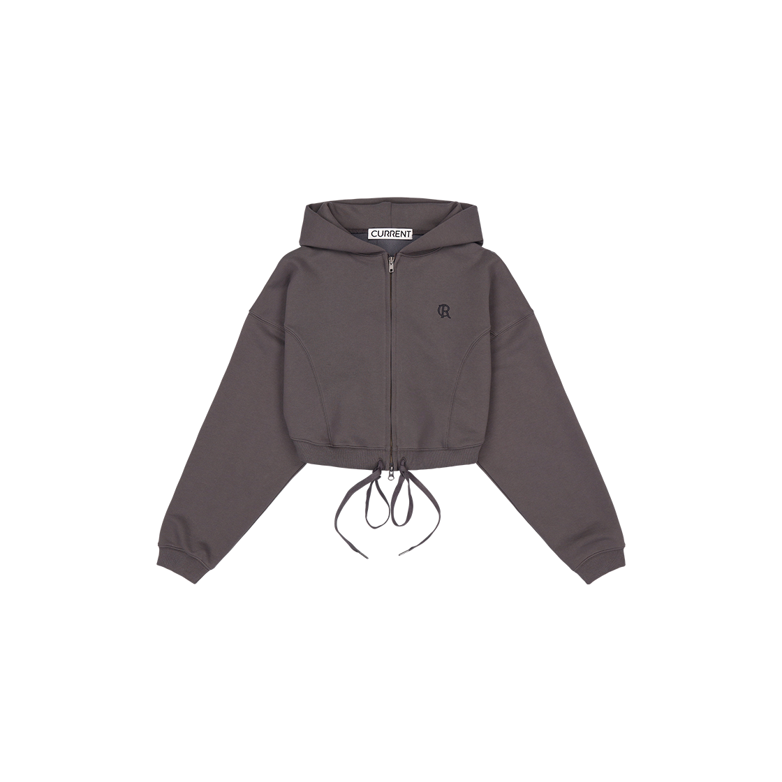 커렌트 CR 로고 크롭 후드 집업 차콜(Current CR Logo Crop Hood Zip Up Charcoal)