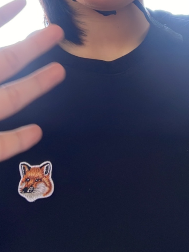 Maison Kitsune Fox Head Patch Regular T-Shirt Black, Maison Kitsune Fox Head Patch Regular T-Shirt White 착용 스타일 - 1
