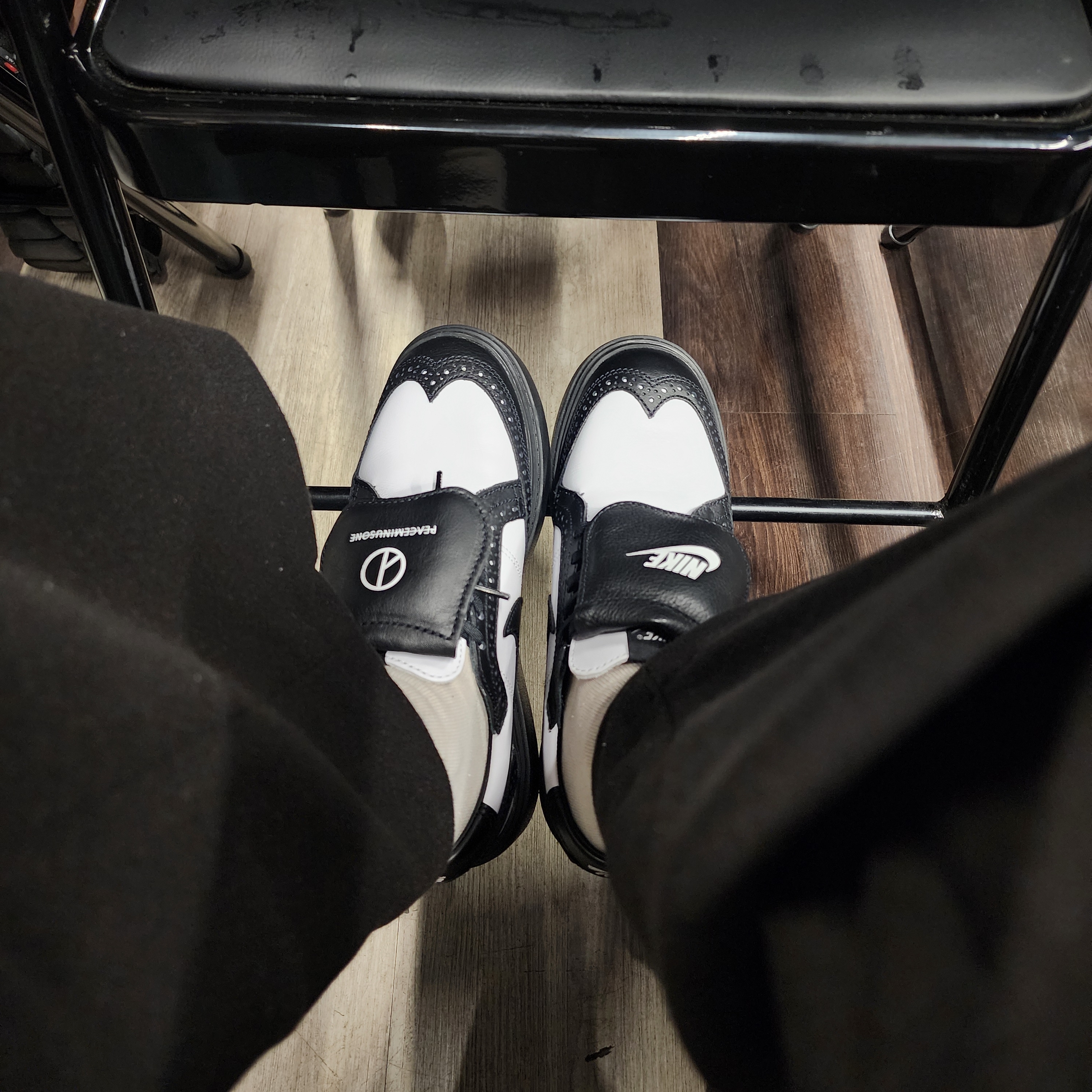 Nike x Peaceminusone Kwondo1 Black and White 착용 스타일