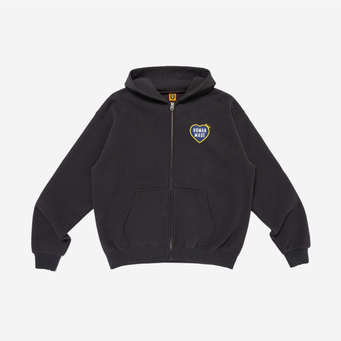 Human Made Zip-Up Heart Hoodie Black 착용 스타일