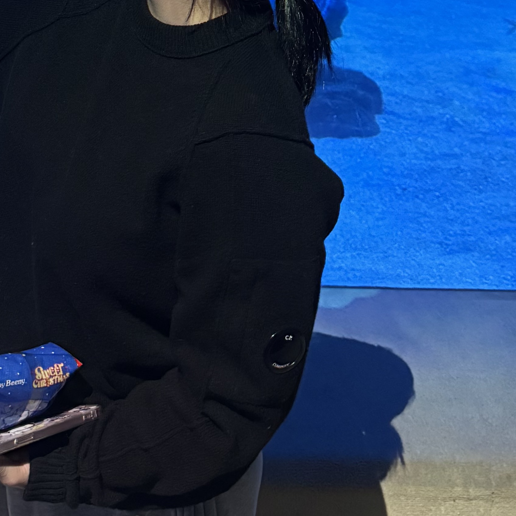 C.P. Company Lambswool GRS Crew Neck Knit Black - 24FW 착용 스타일 - 2