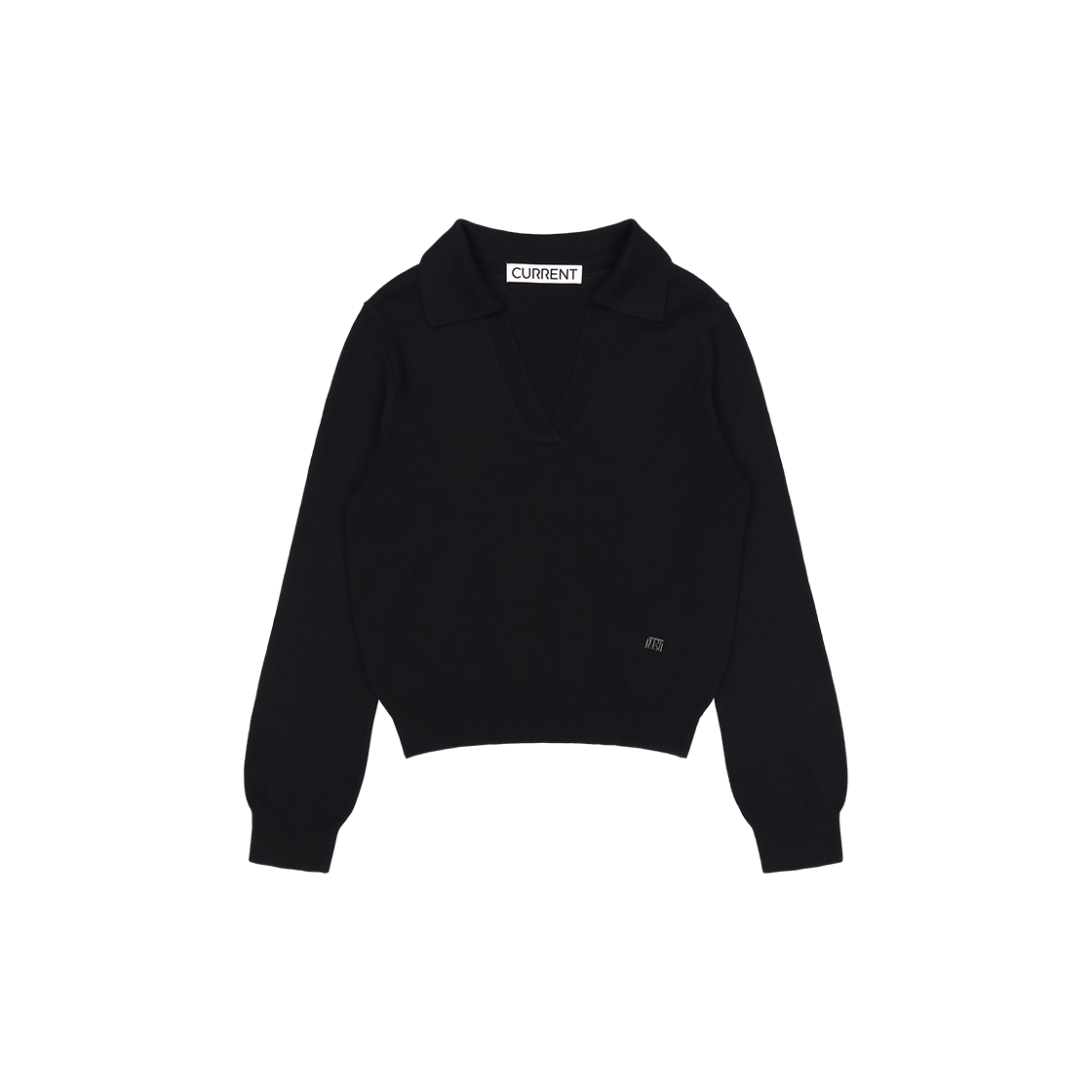 커렌트 벨라 V넥 풀오버 니트 블랙(Current Bella V-Neck Pullover Knit Black)