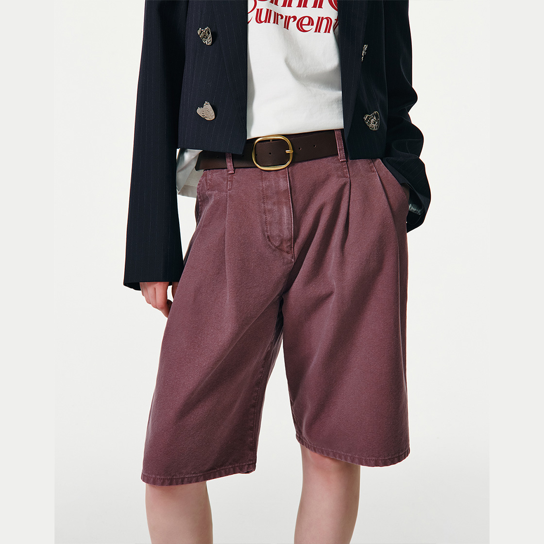 커렌트 베이직 와이드 레더 벨트 브라운(Current Basic Wide Leather Belt Brown) - 3