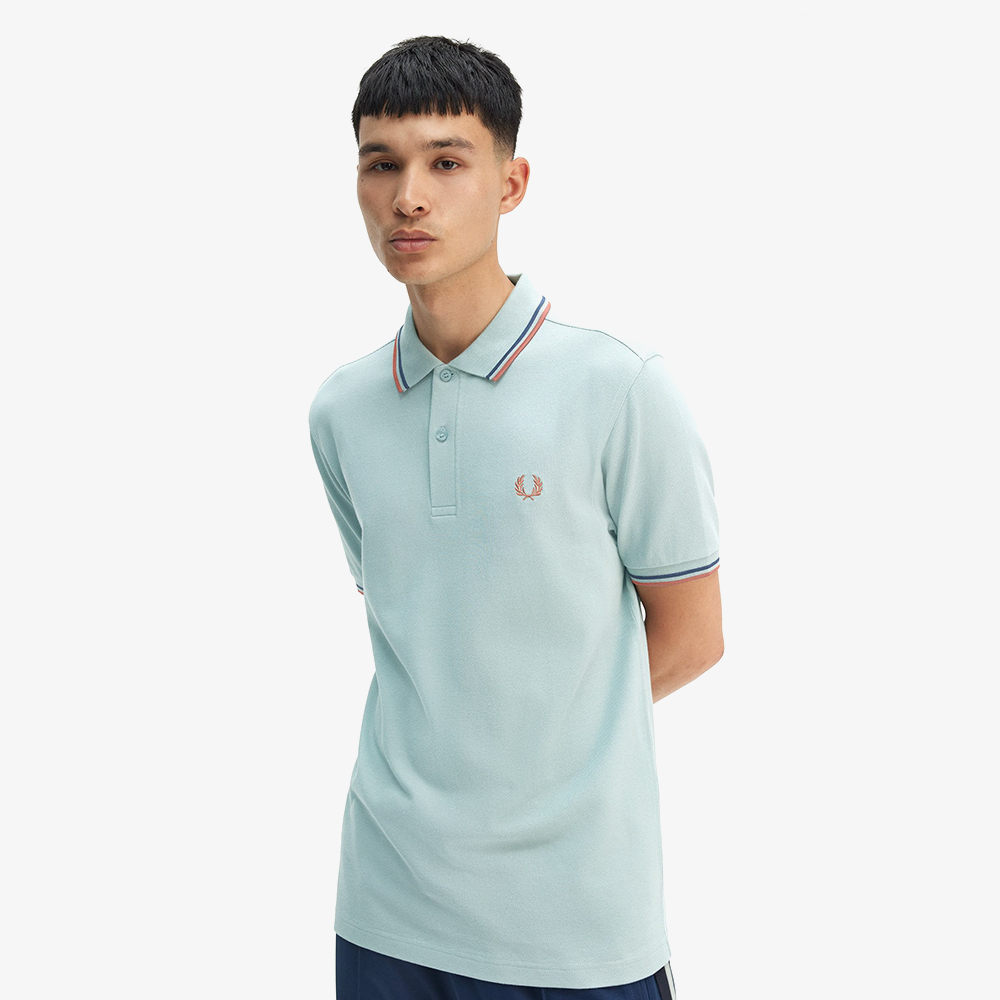 프레드페리 트윈 팁 프레드페리 셔츠 실버블루/테니스블루/시나몬(Fred Perry Twin Tipped Fred Perry Shirt Silver Blue/Tennis Blue/Cinnamon) - 4