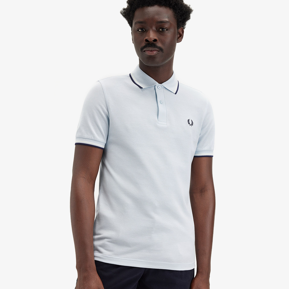 프레드페리 트윈 팁 프레드페리 셔츠 라이트아이스/스노우화이트/테니스블루(Fred Perry Twin Tipped Fred Perry Shirt Light Ice/Snow White/Tennis Blue) - 4