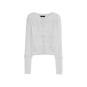 Diagonal See Through Shirring Cardigan Ivory