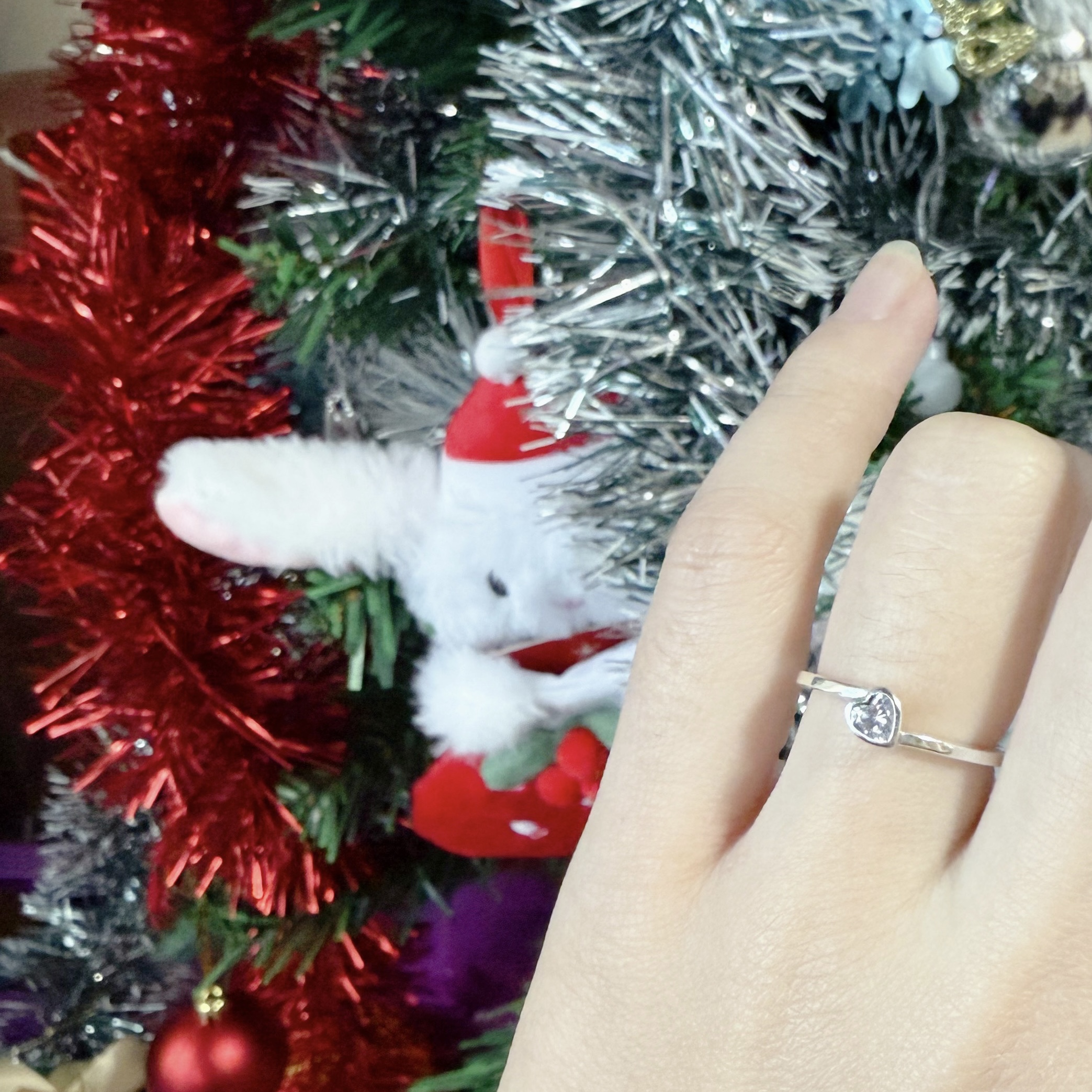 (W) Pandora Tilted Heart Solitaire Ring Sterling Silver Clear 착용 스타일