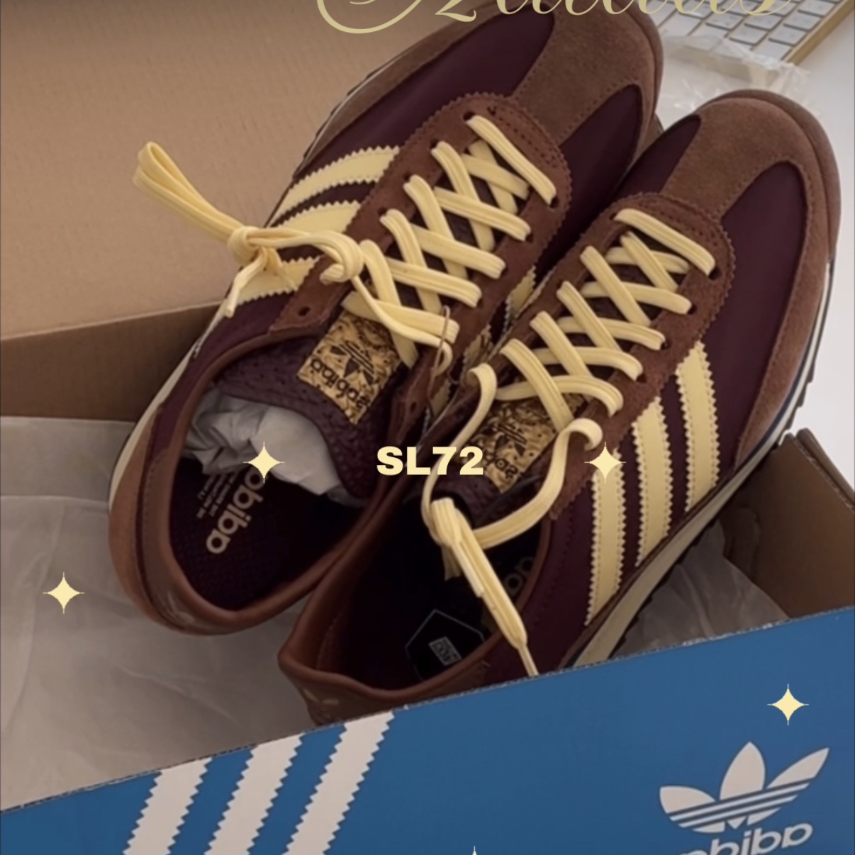 (W) Adidas SL 72 OG Maroon Almost Yellow 착용 스타일