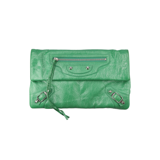 438768 Balenciaga Apple Green Leather Envelope Clutch
