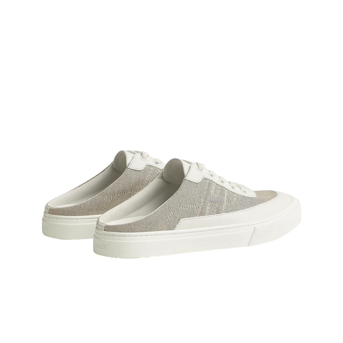 (W) 에르메스 킵 스니커즈 H 캔버스 카프스킨 & 프루누아 블랑((W) Hermes Keep Sneakers H Canvas Calfskin & Prunoir Blanc) - 3