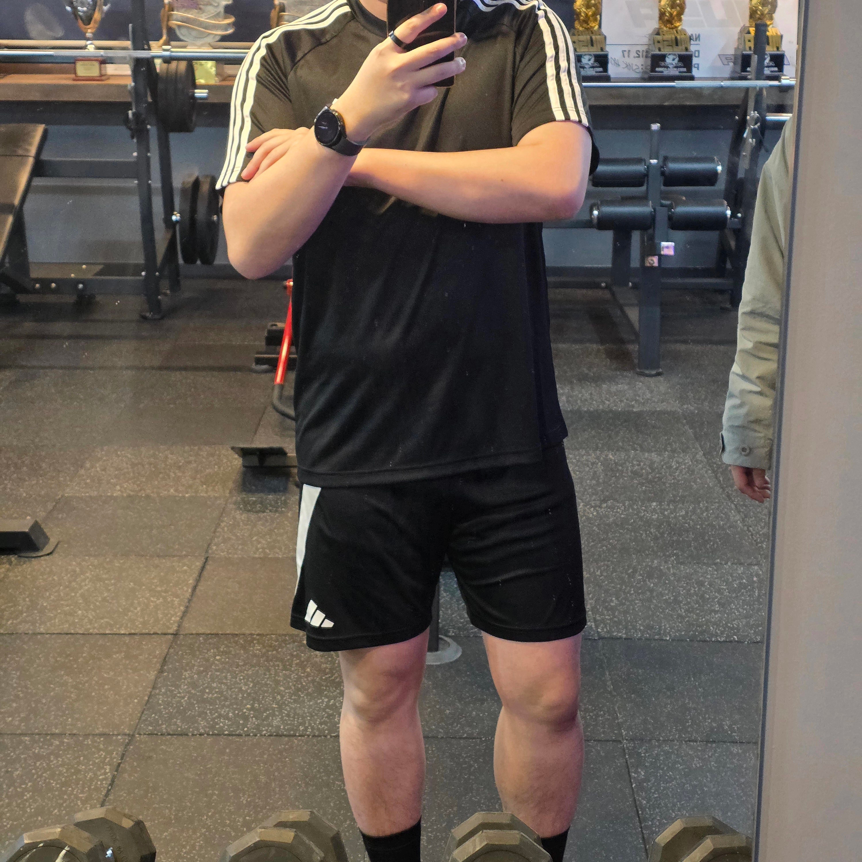 Adidas Aeroready Sereno 3-Stripes T-Shirt Black - KR Sizing, Adidas Fortore 23 Shorts Black White - KR Sizing 착용 스타일 - 1