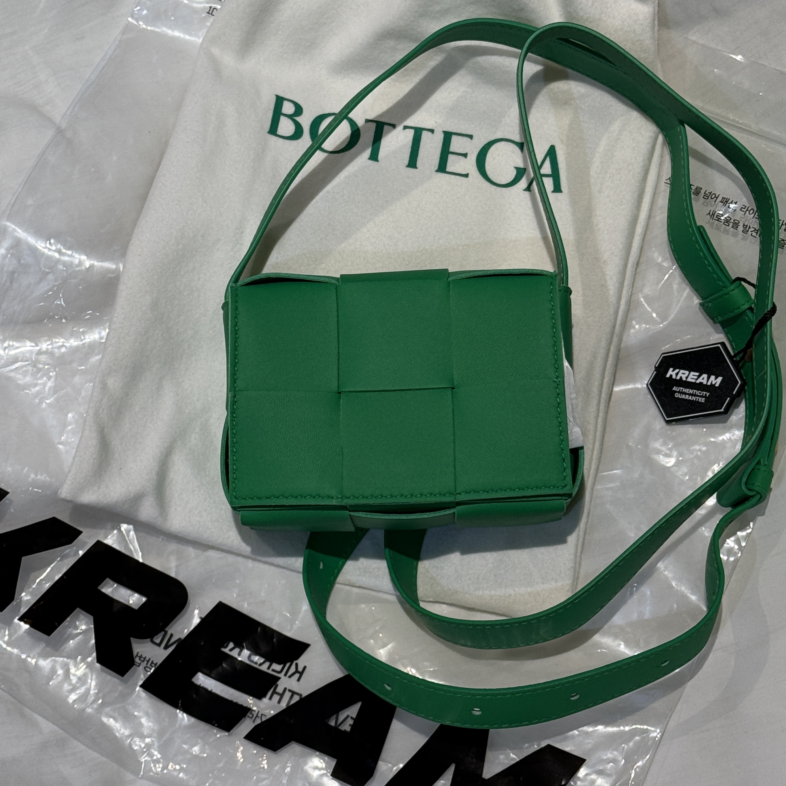 Bottega Veneta Mini Leather Cassette Parakeet 착용 스타일 - 1