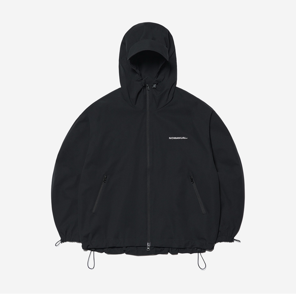 NOMANUAL Penon Wind Shell Black 착용 스타일 - 2