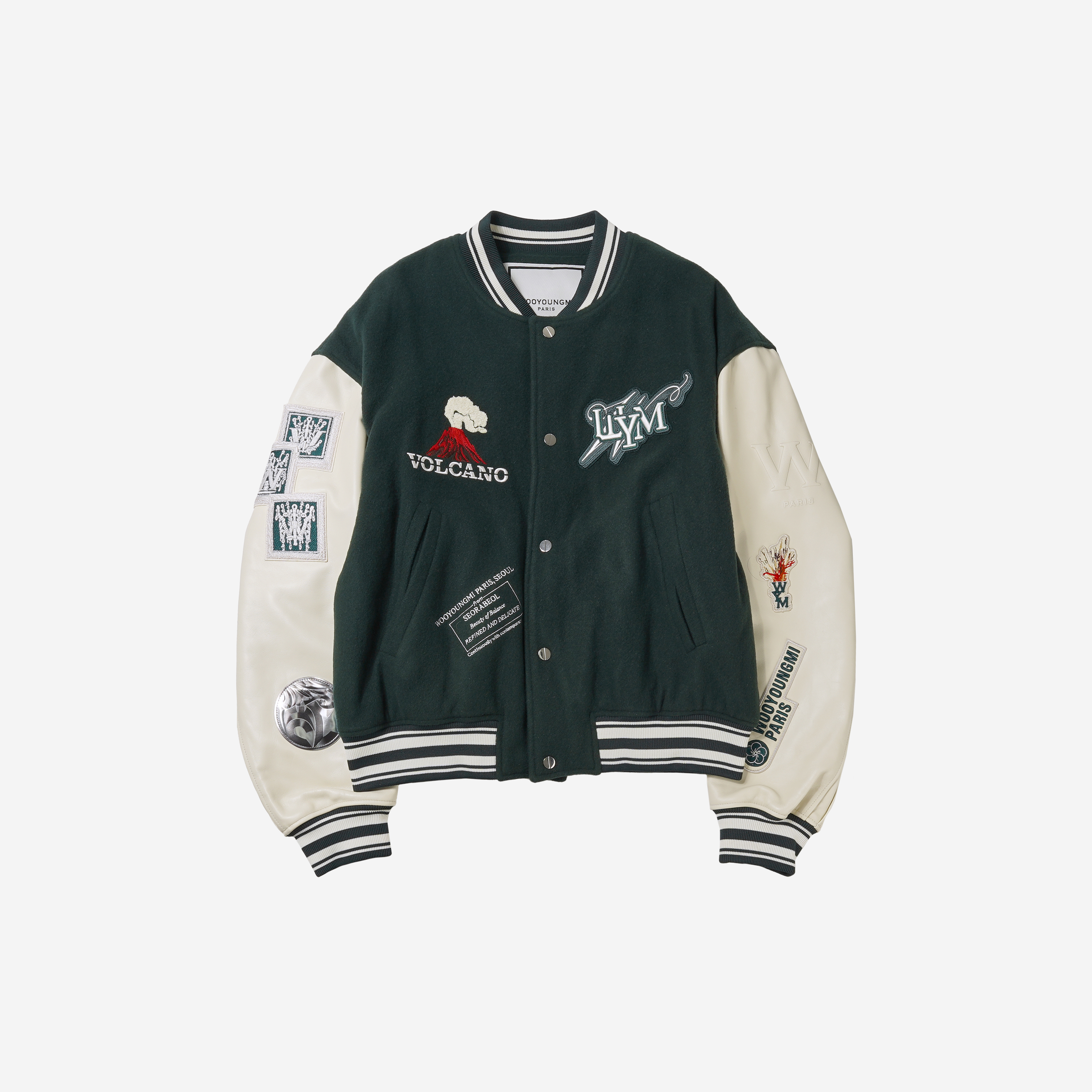 Wooyoungmi Volcano Varsity Jacket Green - 23FW