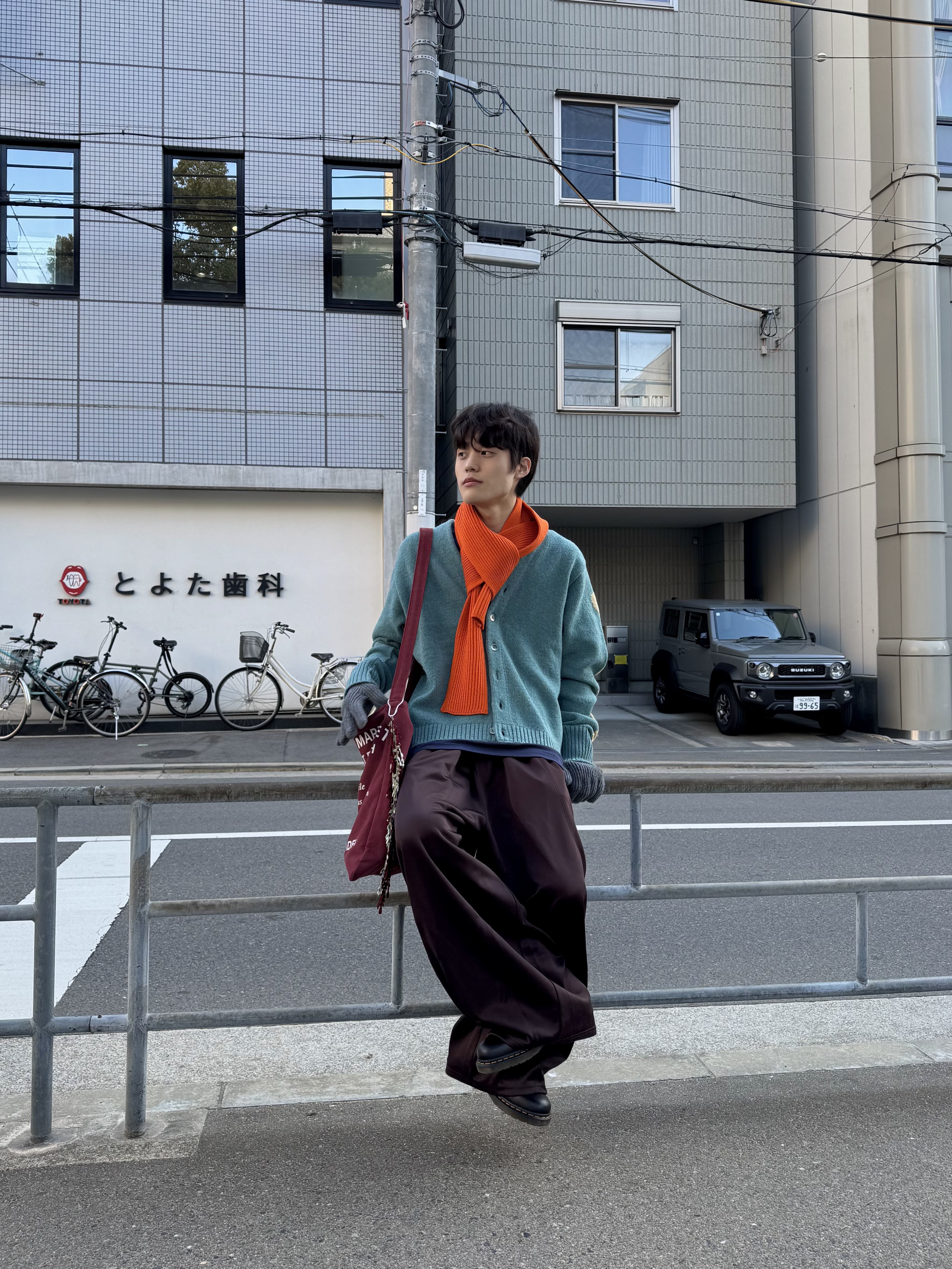 Andersen Andersen Scarf Orange, Kapital 5G Wool Bone Short Cardigan Saxophone 착용 스타일 - 6