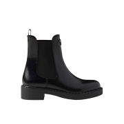 (W) Prada Brushed Calf Leather Chelsea Boots Black