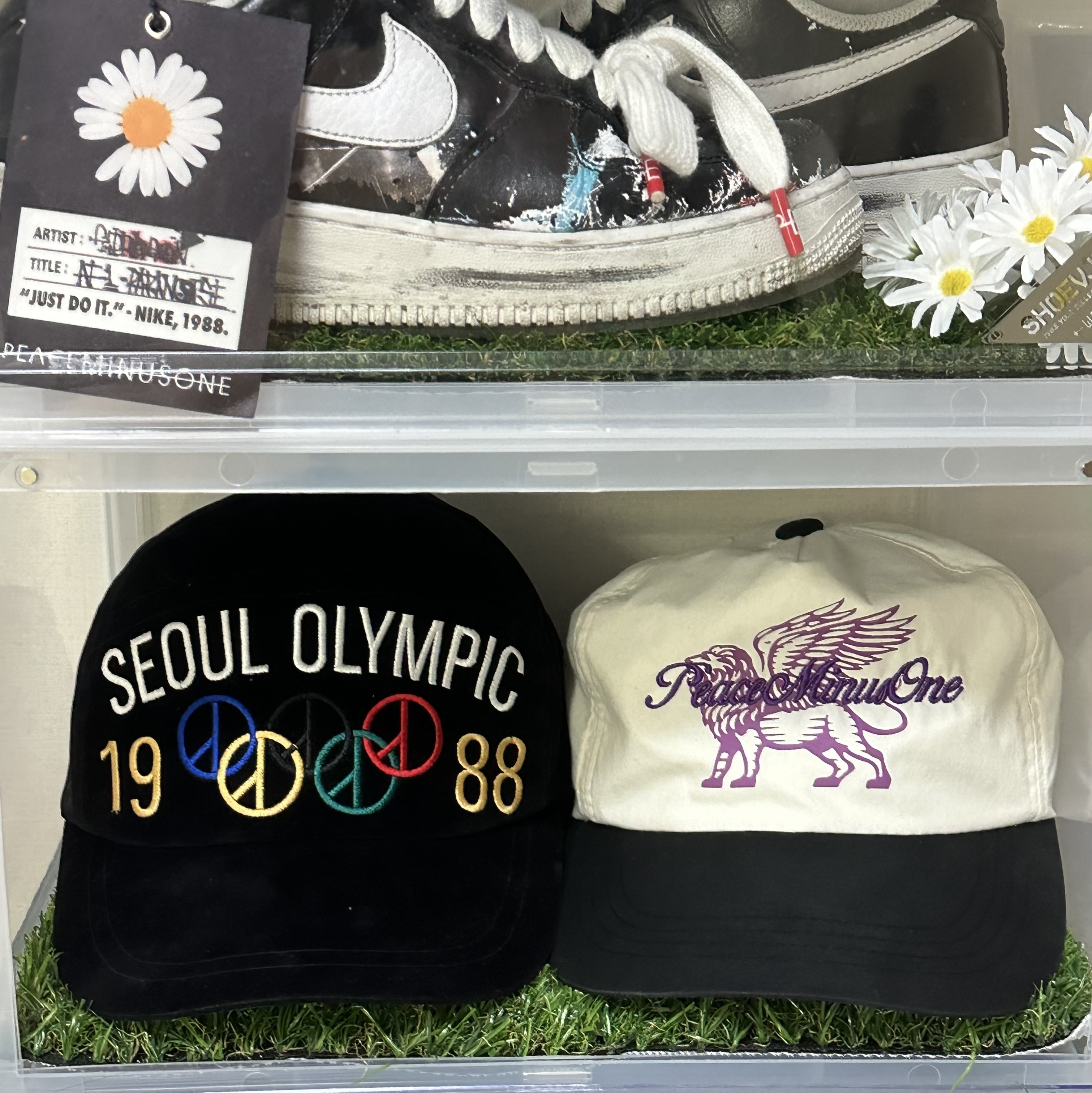 Peaceminusone x Joopiter Five-Panel Baseball Cap White Purple, Peaceminusone Mesh Cap #1 Black 착용 스타일 - 1