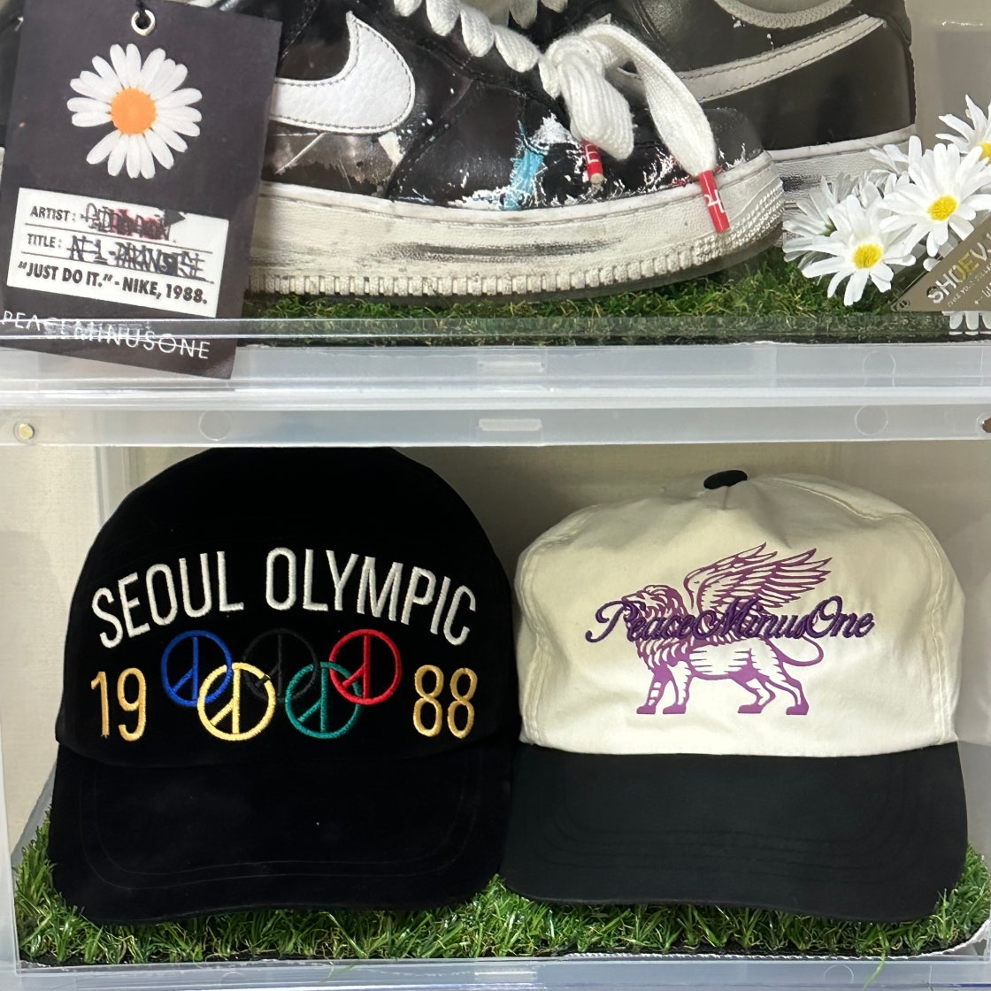 피스마이너스원 x 주피터 파이브 패널 베이스볼 캡 화이트 퍼플