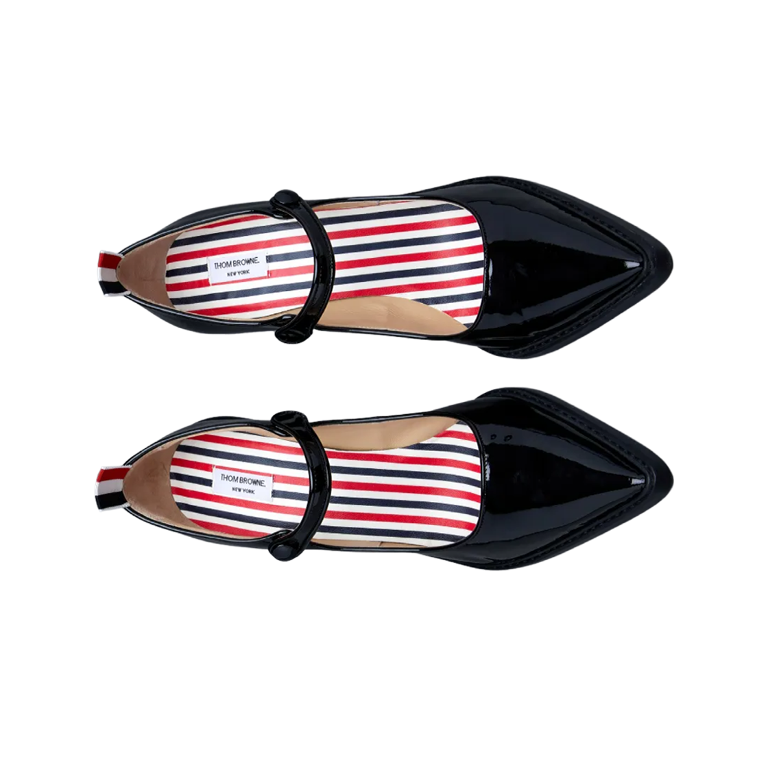 (W) 톰브라운 소프트 페이턴트 레더 커브드 힐 포인트 토 톰 존 블랙((W) Thom Browne Soft Patent Leather Curved Heel Pointed Toe Thom John Black) - 2