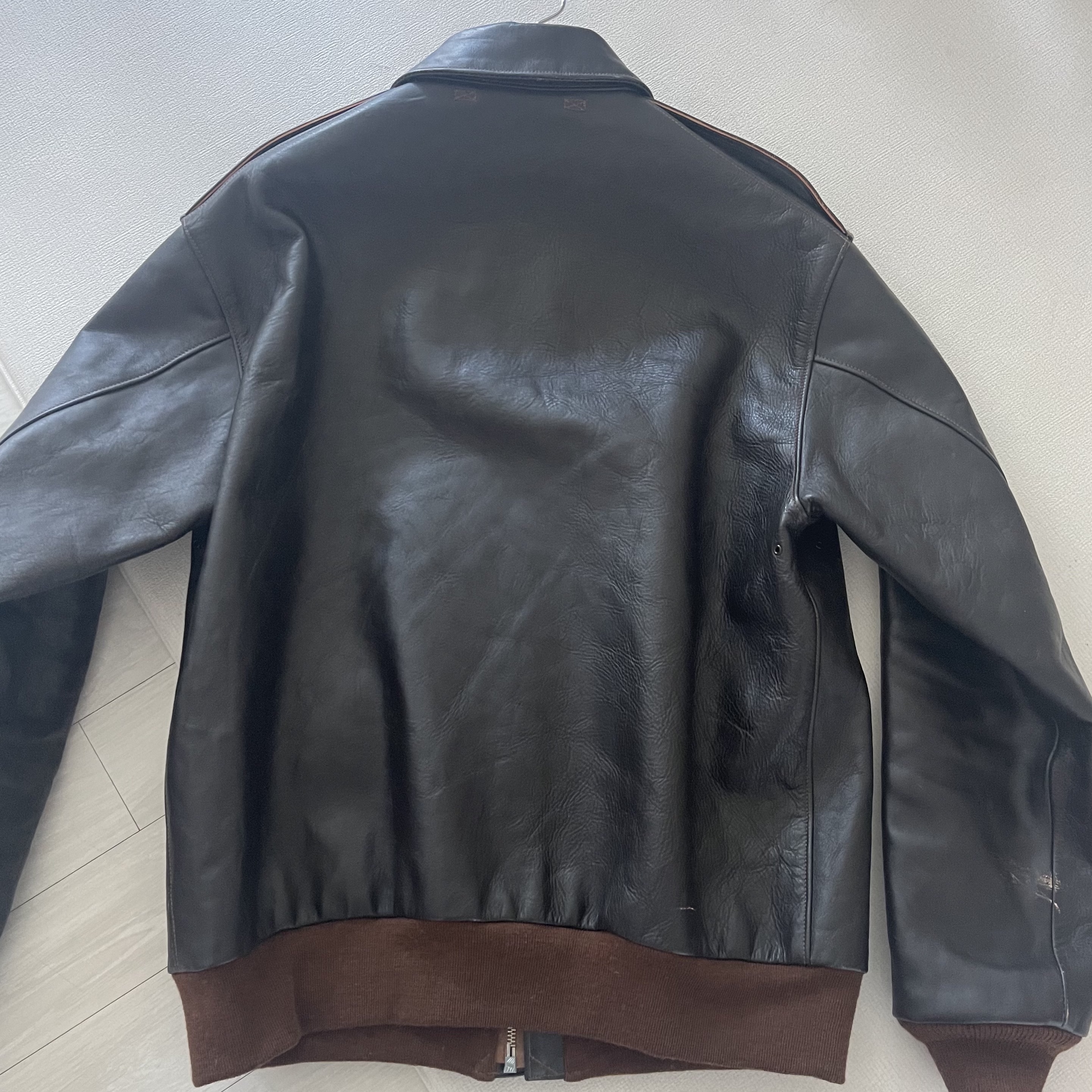 The Real McCoy's Type A-2 Leather Jacket Seal Brown 착용 스타일 - 2